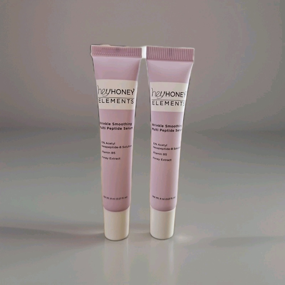 2 Hey Honey Elements Wrinkle Smoothing Multi Peptide Serum 8ml NEW DELUXE SAMPLE